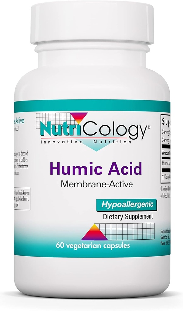 Nutricology Humic Acid Supplement - immunsystem Support, Humic Acid for human, 750mg Humic Minerals, Membran- Active, Vegetar Capsule - 60 Count