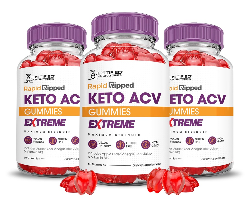 (3 Pack) Rapid Ripped Keto ACV Gummies Extreme 2000MG Rapitrup Keto Gummies Apple Cider Vincipeter Formuleret med Pomegranate Beet Juice Powder B12 Vegan Non GMO 180 Gummys