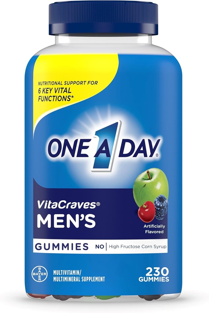 En dag mænds Multivitamin Gummies, Multivitamin for mænd med vitamin A, C, D, E, Calcium & mere til støtte sund muskelfunktion, Gummies, 230 Greve
