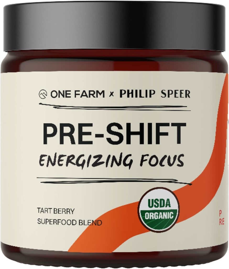 Pre- Shift Energizing Fokus, Organic Adaptogen Herbal Supplement for Zen- Like Focus Før arbejde med Reishi, Cordyceps, Matcha, Maca, Goji og Black Currant - 45 Serveringer
