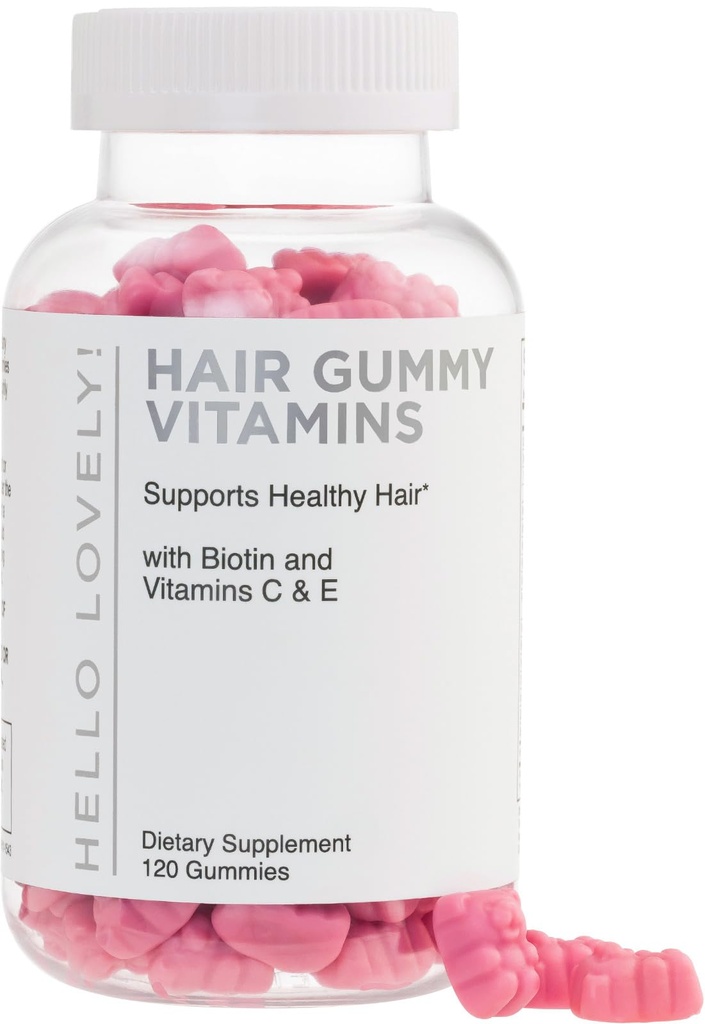 Hår Vitaminer Gummies - Biotin 5000 mcg med vitamin E, C & Zink, Hårvækst Vitaminer for kvinder & mænd - Stærkere, Smukke hår, Hud og negle supplement, Non-GMO & Gluten- Free - 120 Gummy Bears