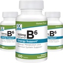 Kvalitetsvalg Vitamin B6 100 mg 100 Count flasker tabletter (3 stk.)