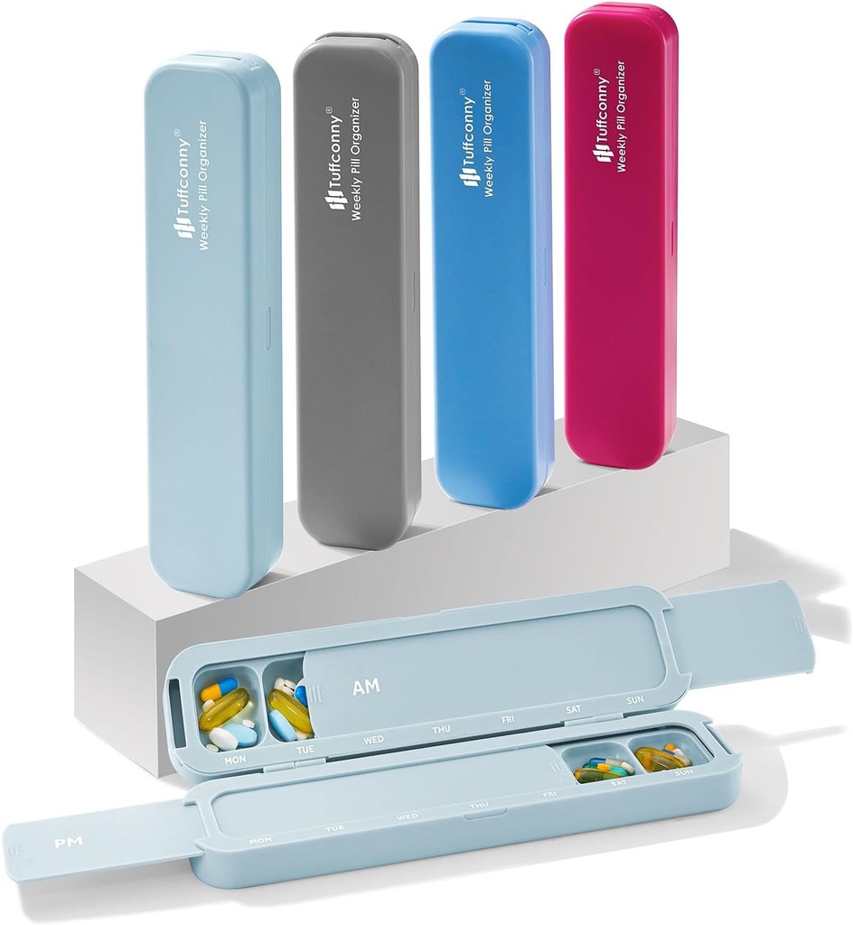 Ugentlig Pill Organizer - Rejse Medicin Organizer, Pill bokse og Organizer 2 gange om dagen, 7 dages Pretty Pill Case, Pill Holder for Vitaminer, Medicin og Tablets (Pastel Blue)
