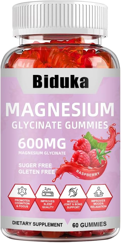 900 (600 + 300) mg Magnesium Glycinat Gummies, L- threonat, Calcium, Natrium, vitamin K, D, B6, Vegan, 60 Counts