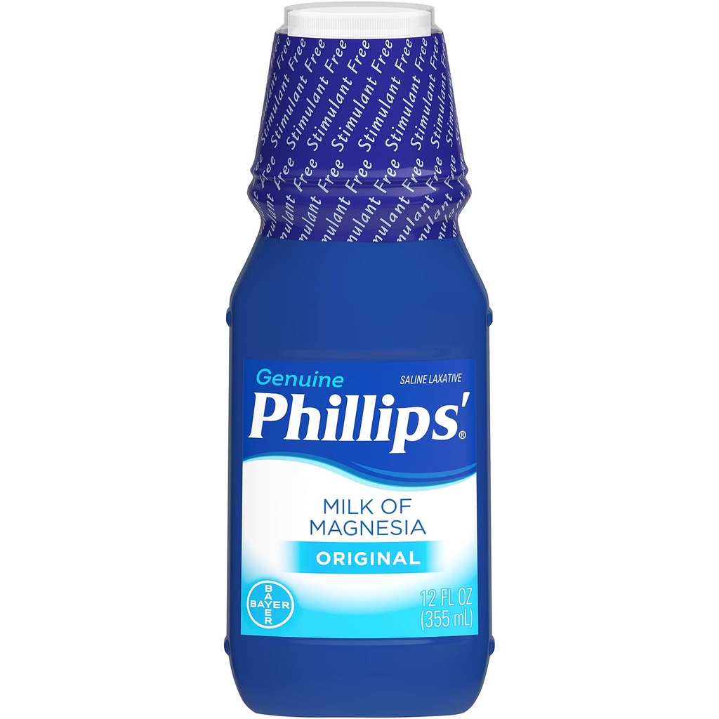 Phillips 'Milk of Magnesia Liquid Laxative, 12 oz, Cramp Free & Gentle Overnight Relief Of Occasional Constipation, # 1 Milk of Magnesia Brand