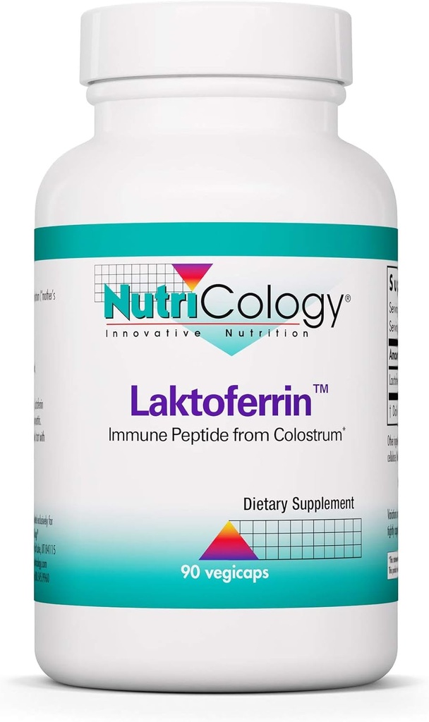 Nutricology Laktoferrin Supplement - Lactoferrin Kosttilskud 350 mg, Kovine Colostrum, Immunpeptid, Iron Supplements, Vegicaps - 90 Greve