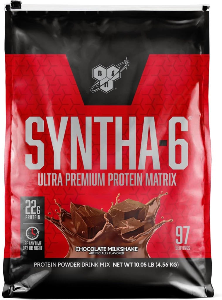 BSN SYNTHA- 6 Whey Protein Powder with Micellar Casein, Chocolate Milk Protein Isolate Powder, Chocolate Milkshake, 97 Servering (Pakke Maj Vary)