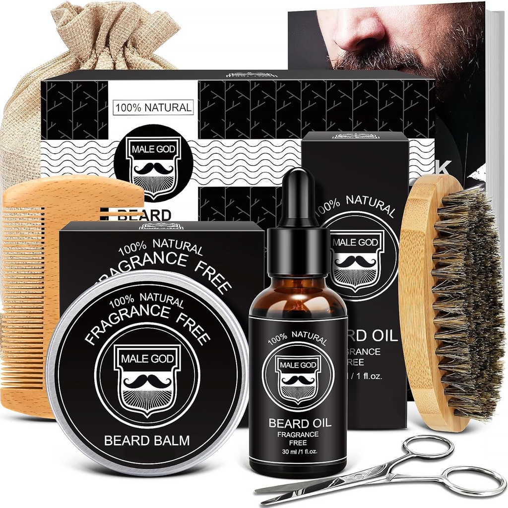 MALE GUD Beard Kit w / Natural Ingredients, Egnet til alle hud, Fødselsdagsgaver Budding124; Jul Gaver Budding124; Herre stocking Stuffers Budding124; Gaver til mænd, Ham, Mand, Kæreste, Far, Venner
