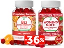 Lunakai Vitamin B12 og kvinders Multivitamin Gummies Bundle - Non-GMO & Vegan Supplement for Energy Support and Bone Health - 100% daglig værdi af 16 essentielle vitaminer og mineraler - 30 dages forsyning
