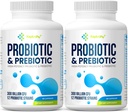 Probiotika til kvinder & mænd, 300 Millioner CFU Probiotika fra 12 Stammer + Organic Prebiotics Blend til daglig fordøjelse, immunforsvar, Gut, Bloating, Gut Sundhed for kvinder & mænd, Hylde Stable - 120 Kapsler