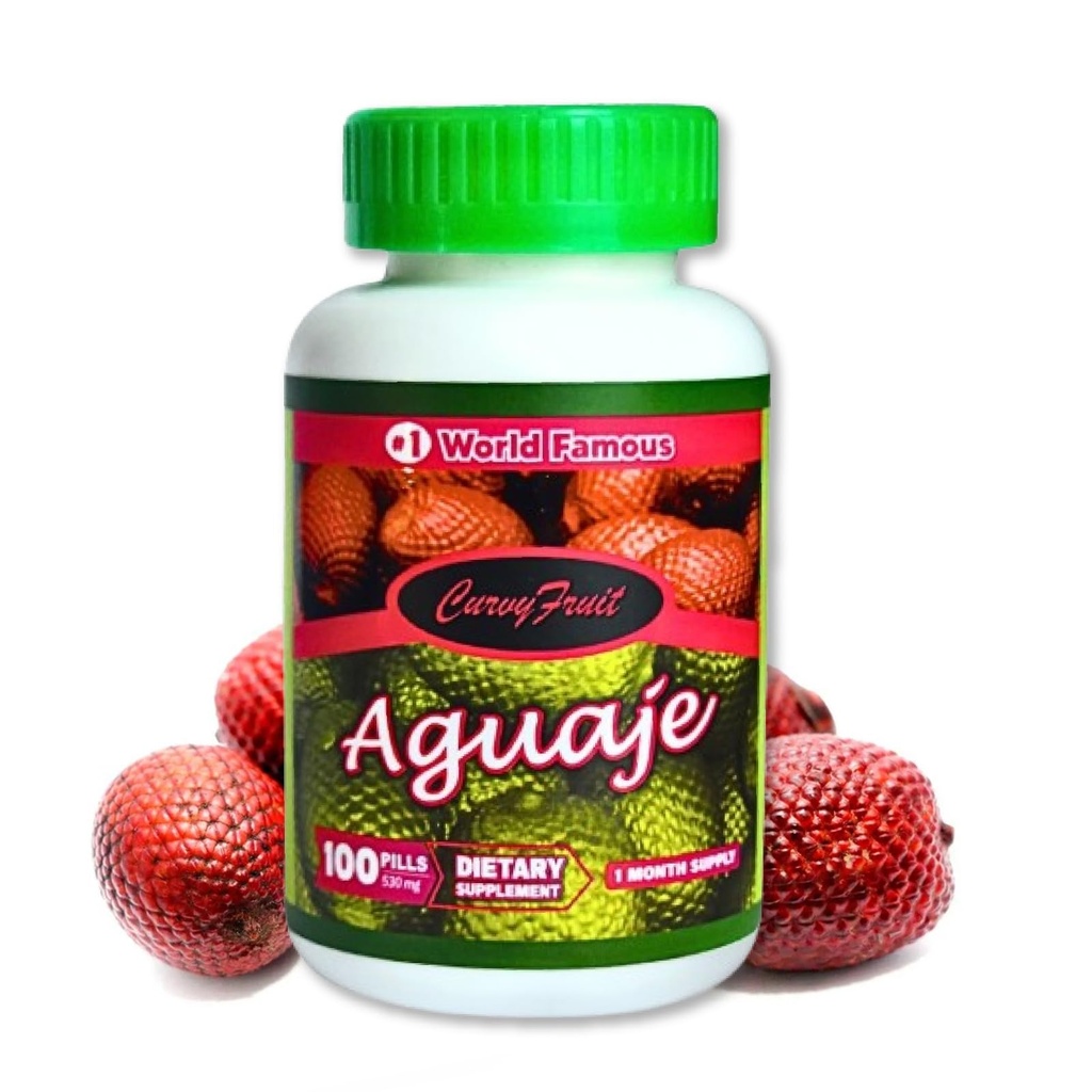 Aguaje Curvy Fruit Pills - 100% Natural, High Phytoøstrogen Content, 550 mg, 100 Greve (1 måned Tilgang) - Forbedre dine kurve