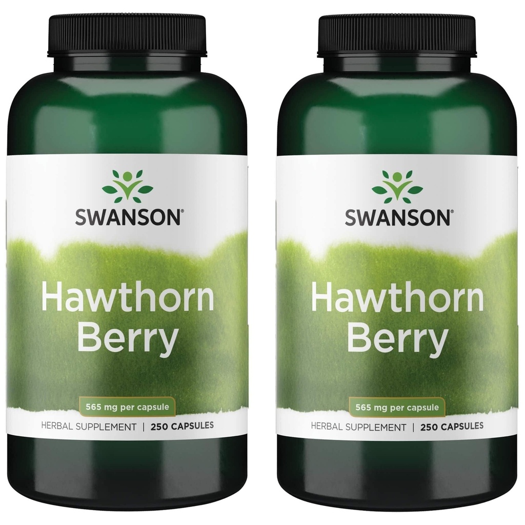 Swanson Hawthorn Berry Supplement- Antioxidant Flavonoider (250 kapsler, 565 mg Hver) 2 pakning