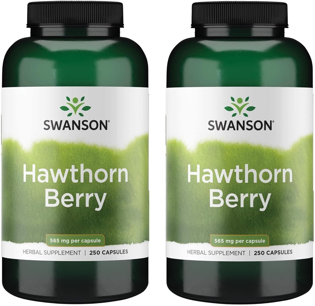 Swanson Hawthorn Berry Supplement- Antioxidant Flavonoider (250 kapsler, 565 mg Hver) 2 pakning