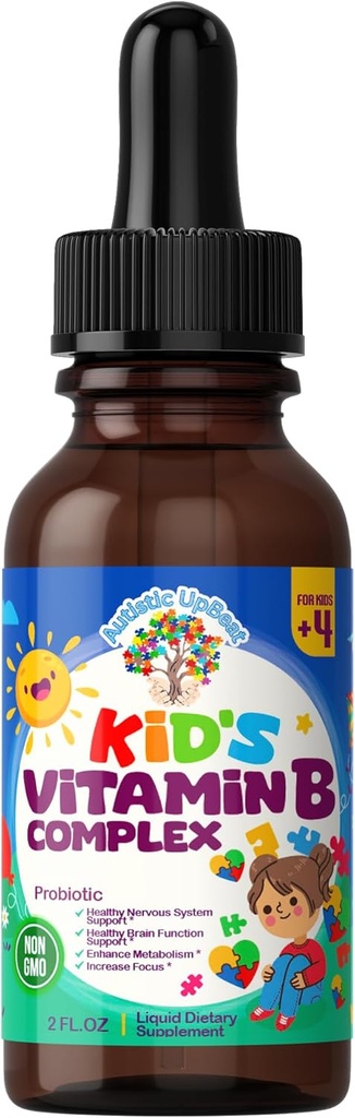 Autistic UpBeat: Kid 's Vitamin B Complex Buddy 124; Kid-Friendly Drops Buddy 124; Unlfavorated Buddy 124; B1, B2, B3, B6, B7, B9 & Methyl B12 Buddy 124; Brain Function, Fokus, Metabolisme 124; Kids B Complex Liquid Drops Supplement