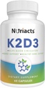 Vitamin D3 K2 med Calcium & BioPerine 60 kapsler - Omfattende knoglerelaterede, cardiovaskulær support, Forbedret absorption - Non- GMO, sukkerfri
