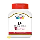 21. århundrede Healthcare Vitamin D3 125 mcg (5.000 IE) Rapid Release Softels, 110 Count