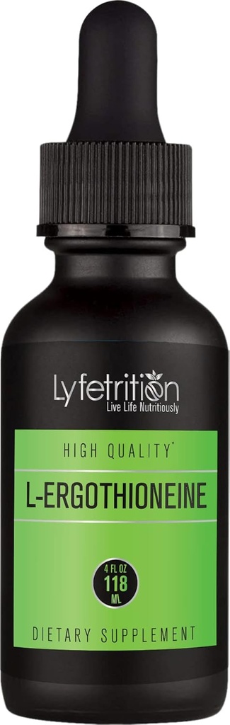 Lyfetrition L-Ergothioneine Liquid Supplement 540 mg, 4 Oz Liquid,220 Servings,Made in USA,Quick Absorption,Quality Potent Ingredients,Third-Party Tested,Non-GMO,GMP Certified,Cruelty-Free Products