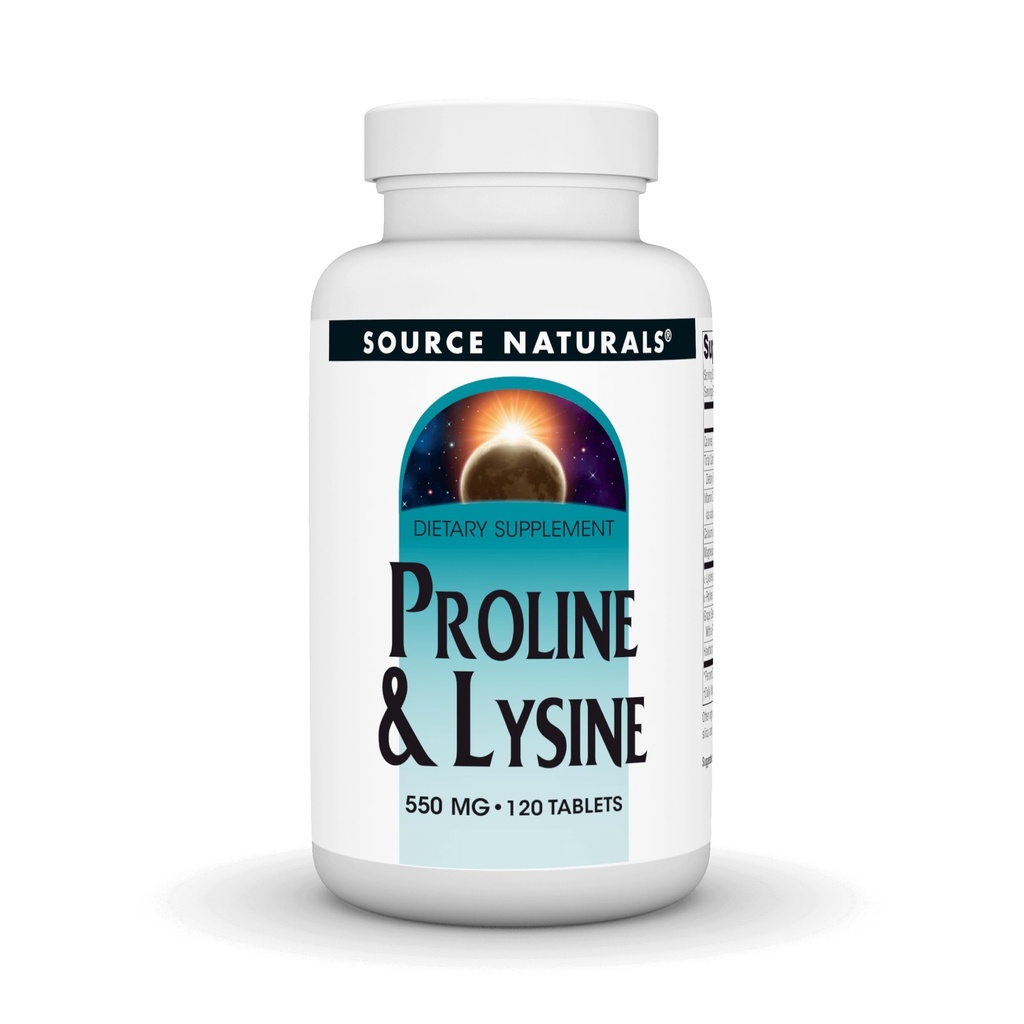 Source Naturals Proline & Lysin, 550 mg - 120 tabletter