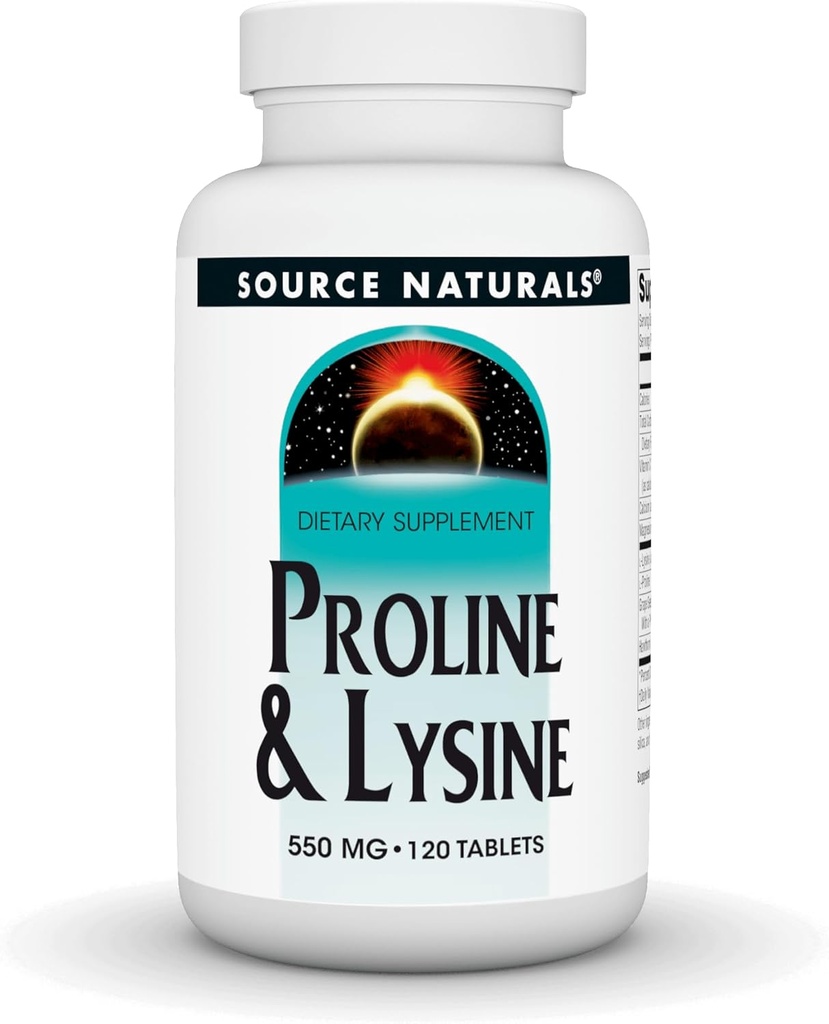 Source Naturals Proline & Lysin, 550 mg - 120 tabletter