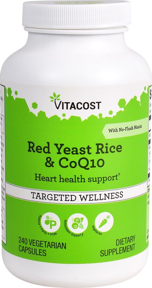 Vitacost Red Gær Rice & CoQ10 med No- Flush Niacin -- 240 Vegetariske kapsler