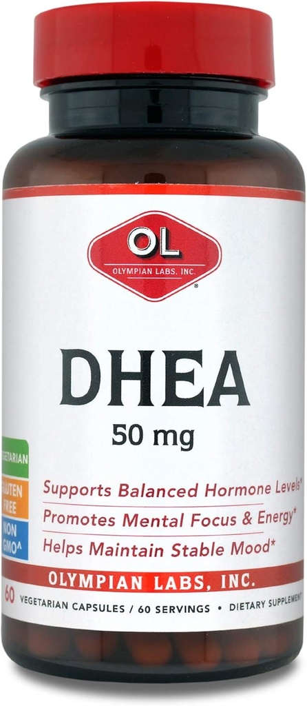 Olympian Labs DHEA Vegetariske Kapsler, 50 Mg - 60 Servering, Support Focus, Energi & Food