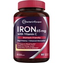 Doctor 's Opskrifter Jern Supplement 65 mg med C-vitamin - Maximized Absorption, Mave Friendly & High Potency Iron Pills for Red Blood Cells Dannelse & Immunity Health - Vegansk non-GMO 60 jerntabletter