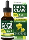 Cat 's Claw herb (Uña de Gato) immunforsvar flydende dråber, 5-in-1 Herbal supplement med Echinacea & Elderberry Extract, Alkohol fri tinktur for Immunity Boost, Joint & Bone Sundhed. 2 oz