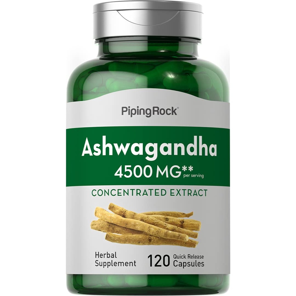 Piping Rock Ashwagandha Capsules | 120 Count | Herbal Supplement with Black Pepper Extract | for Women and Men | Non-GMO, Gluten Free