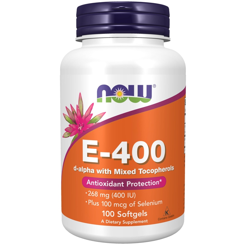 NU Kosttilskud, vitamin E- 400 IE, blandede tocopheroler, antioxidant beskyttelse *, 100 Softgels