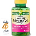 Spring Valley Evening Primrose Oil Kvinders sundhed Kosttilskud Softgels, 1000 mg, 75 Greve, Softgels, Evening Primrose Oil Kapsler 1000mg Bundle med LualL 's 45 Diabetes Decoded