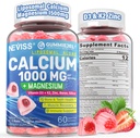 Calciumtilskud til kvinder, Mænd - Liposomal Calcium 1000mg med vitamin D3 K2, Magnesium Glycinat, Zink, Boron, Silica for ben sundhed - Sukker Gratis Calcium Magnesium Zinkgummier, Vegan, 60 Greve