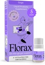 Florax - Liquid Probiotic - On- The- go Gut Support til kvinder, mænd og børn - Vegan, Gluten Free, Lactose Free, Soy Free og Preservate Free - Grape Flavor - 5 hætteglas
