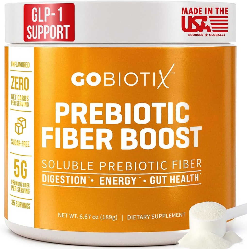 GOBIOTIX Fiber supplement pulver med Prebiotics til fordøjelse sundhed og GLP-1 Support, Opløselig Fiber til Gut Health & Debloat, Keto, Vegan, Gluten & Sugar Free, 35 Servere (1 Pack)