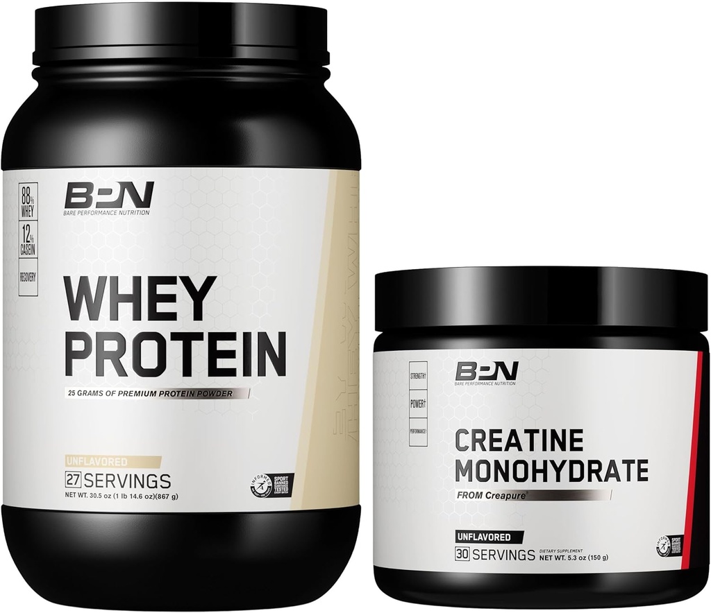 BARE PERFORMANCE NUTRITION BPN Whey Unflavored Protein + Creatine Bundle