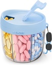Cute Pill Dispenser med 7 store komponenter, Portable Pill Flaske Organizer med bred åbning for nem brug, Anti- Mix Pill Organizer til rejser, BPA- Free Pill Container, Blå