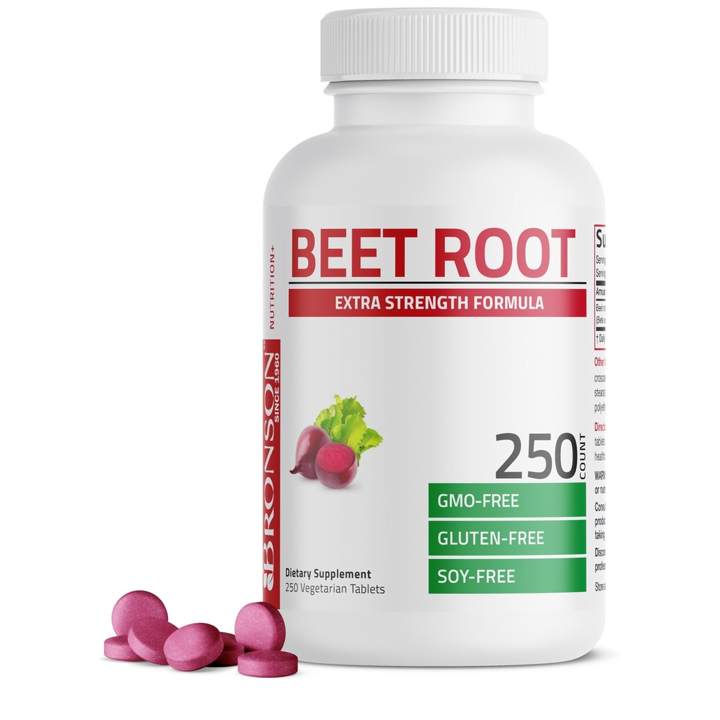 Bronson Beet Root Extra Strength, Non- GMO, 250 Vegetariske tabletter