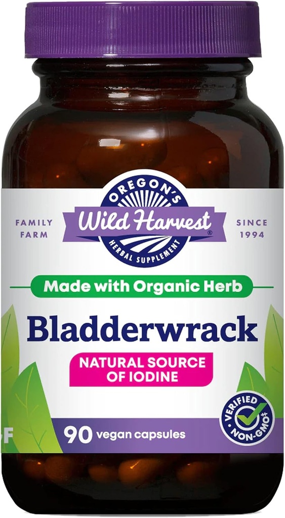 Oregon 's Wild Harvest Bladerwrack Organic Non- GMO pullulan (Plant indkøbt) Vegan Kapsler, 90 Greve