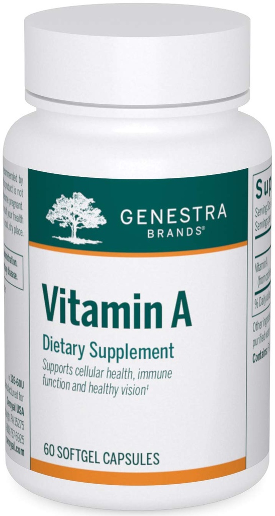 Genestra Brands Vitamin A er 124; Hjælper med at holde Øjensyn, hudproblemer og immunfunktion; 60 kapsler