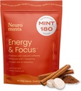 NeuroGum Energy Koffein Mints (180 stykker) - Sukker fri med L- theanin + Natural Koffein + vitamin B12 & B6 - Nootrop Energy & Focus supplement for kvinder & mænd - Keto & Vegan, kanel flavor