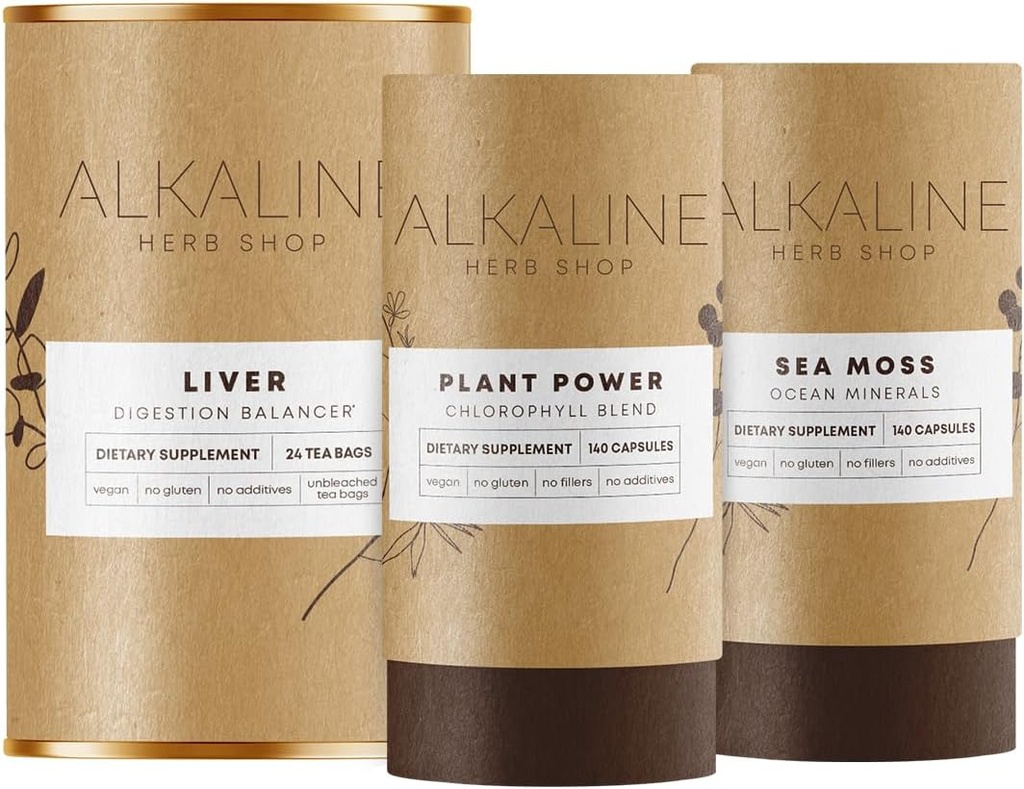 Sunde lever bundle - Sea Moss supplement, glad lever te (leverstøtte te), og plante magt Chlorophyll supplement