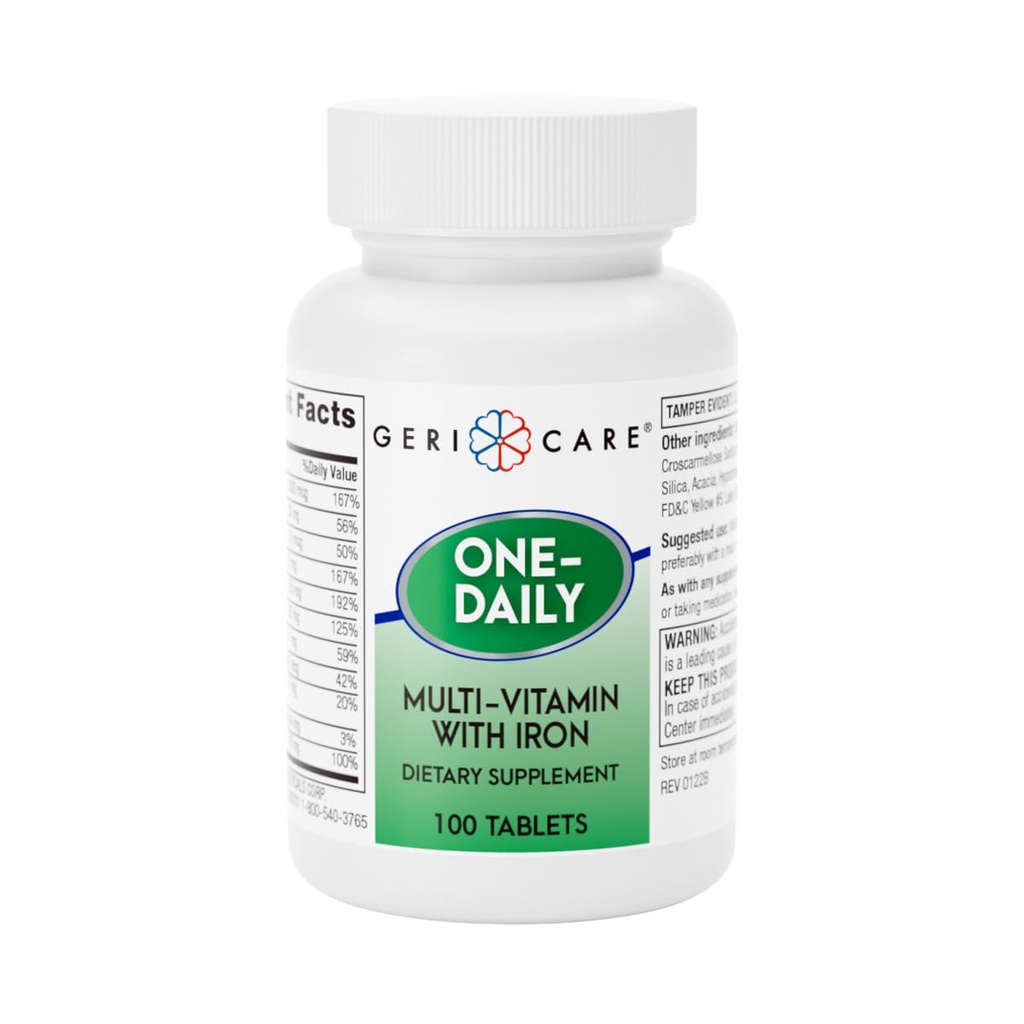 GeriCare One- Daily Multi- Vitamin med jerntabletter, 100 Greve (pakke med 1)