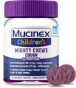 Mucinex Børnenes Mægtige Tygge Nature Kids Hoste Medicin, Let at dosere Hoste Støttende med Dextromethorphan, Kids Travel Medicine for Hough, Blandet Berry Flavor, 16 Medicated Chewable Tablets