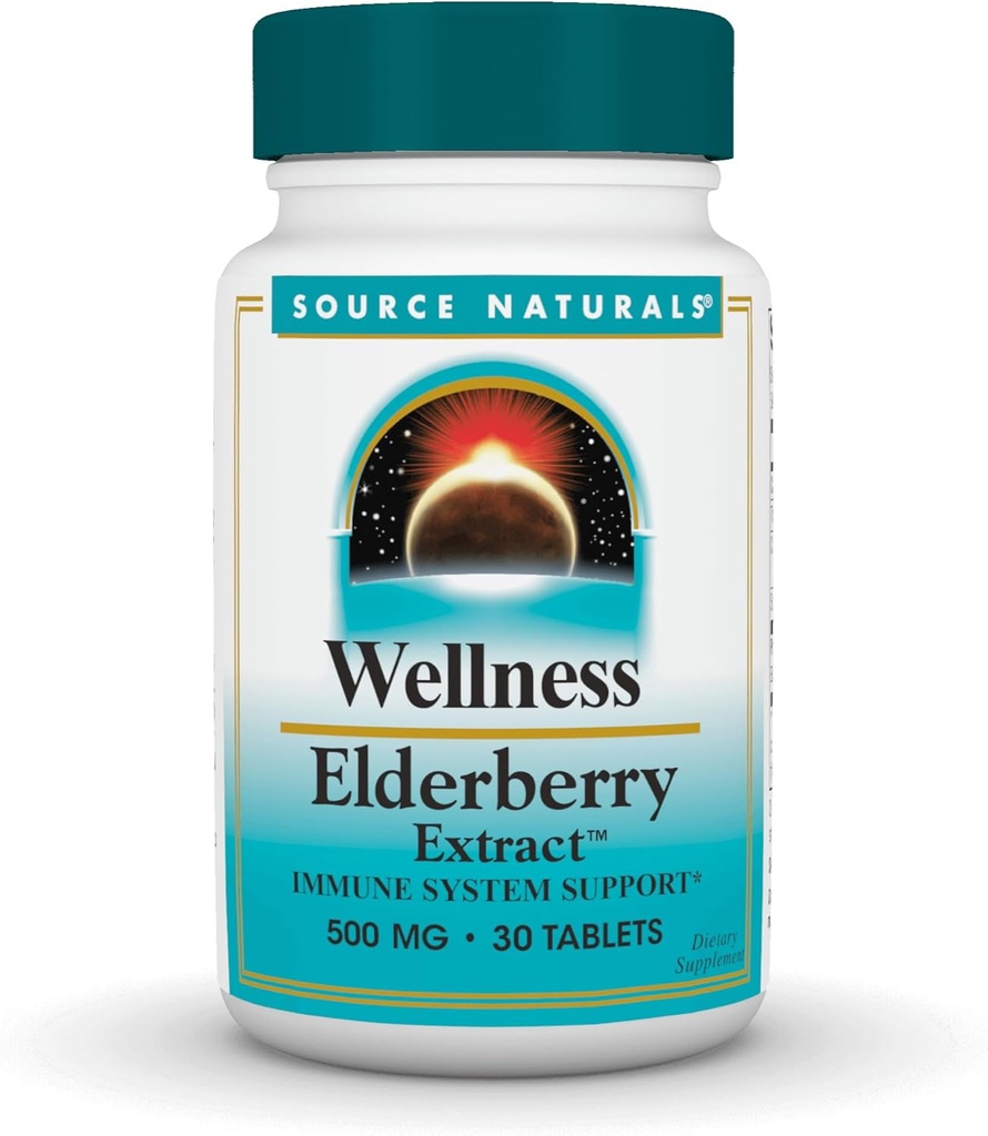 Source Naturals Wellness Elderberry Extract, 500 mg for immunsystemet Support * - 30 tabletter