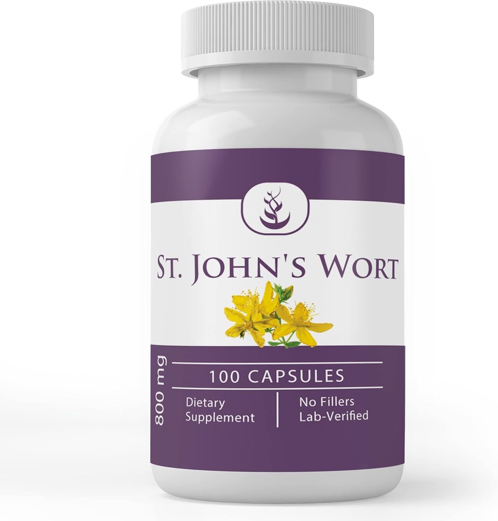 PURE ORIGINAL INGREDIENSER St. John 's Wort, (100 kapsler) Altid ren, ingen tilsætningsstoffer eller fyldstoffer, Lab Verified