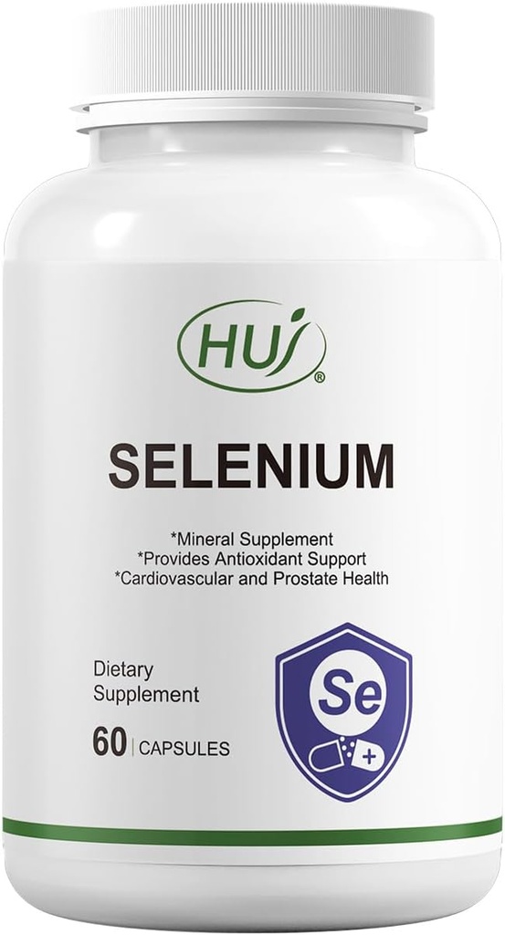 HUJ Selenium supplement, 60 kapsler, antioxidant støtte, Mineral supplement