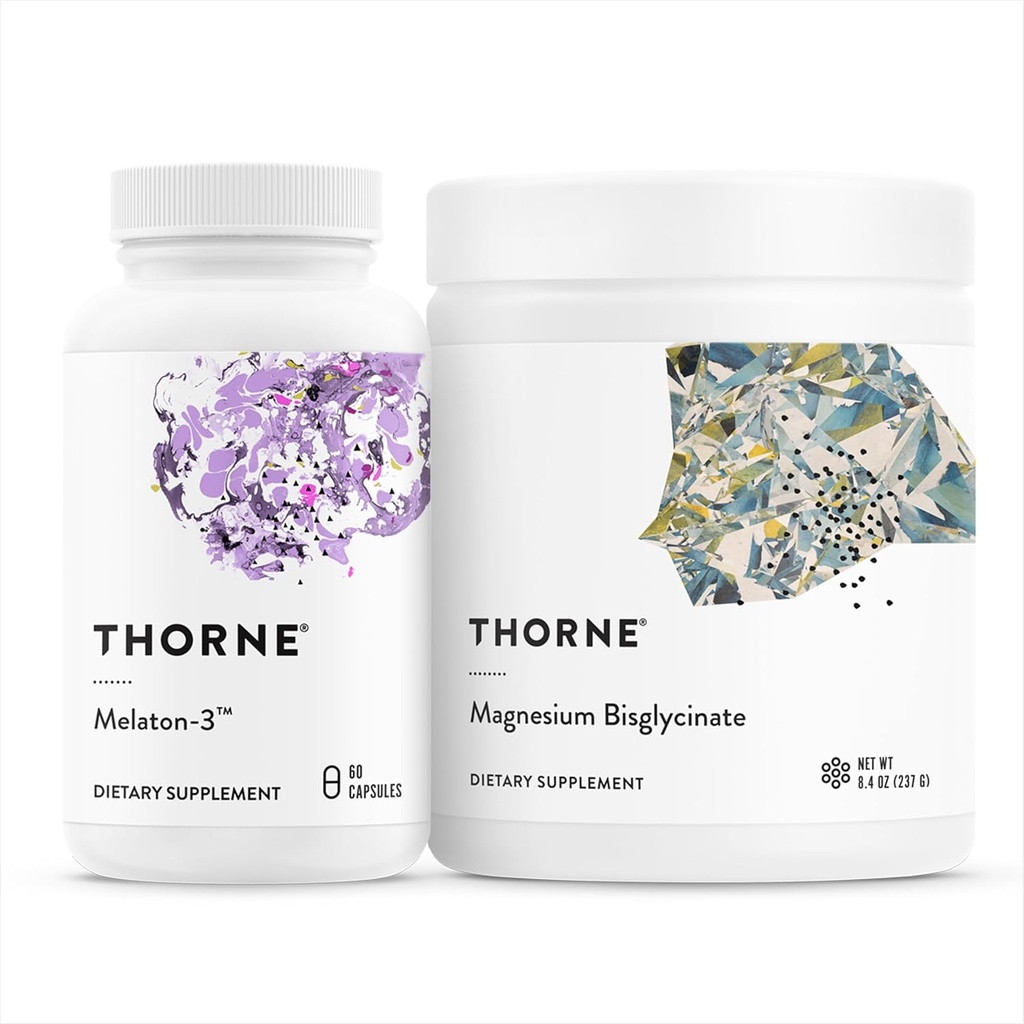 THORNE - Sleep Support Duo - Magnesium Bisglycinate Powder + Melaton-3 til restaurativ søvn - 60 Servere