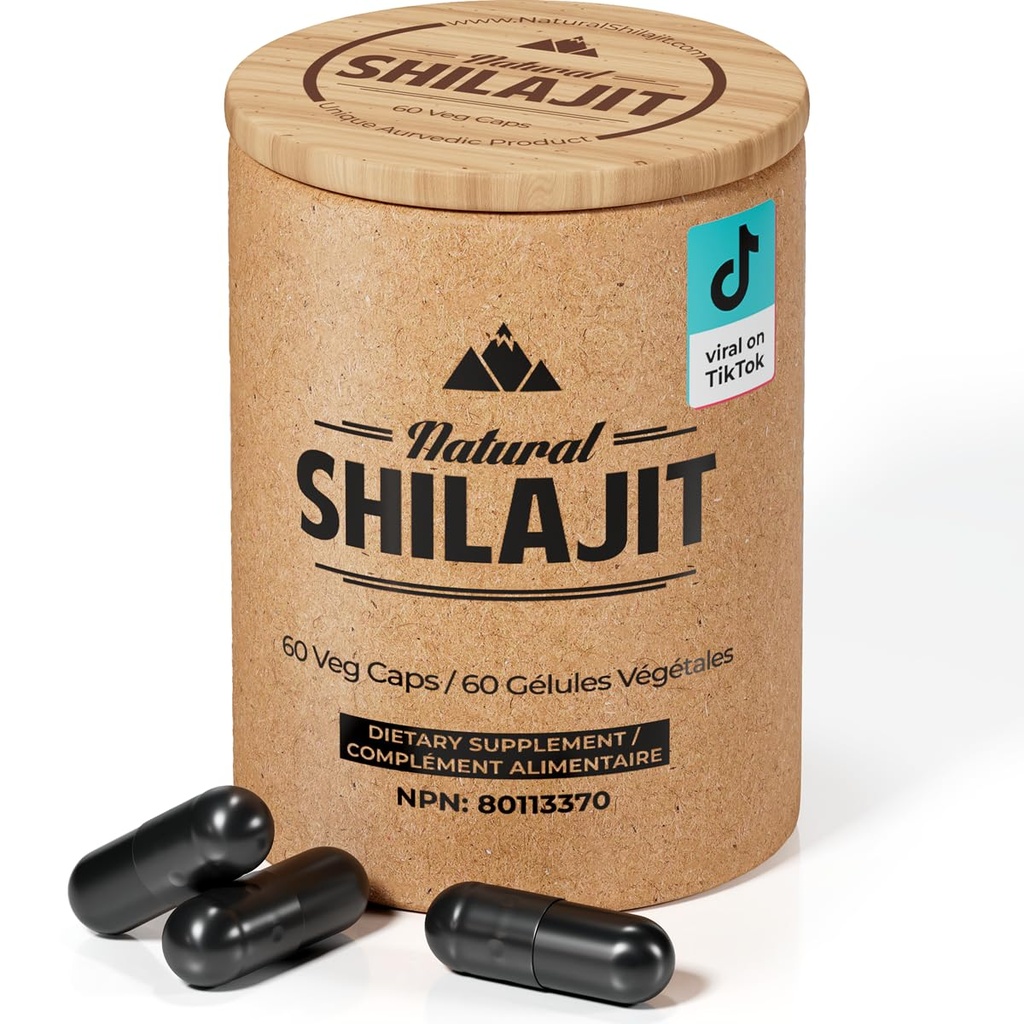 NATURLIGE SKILAJIT kapsler (2 Måneders Tilgang) - 60 Greve - Shilajit til mænd og kvinder med Fulvic Acid & Trace mineraler, Plantebaserede næringsstoffer til energi, immunforsvar & Vitality