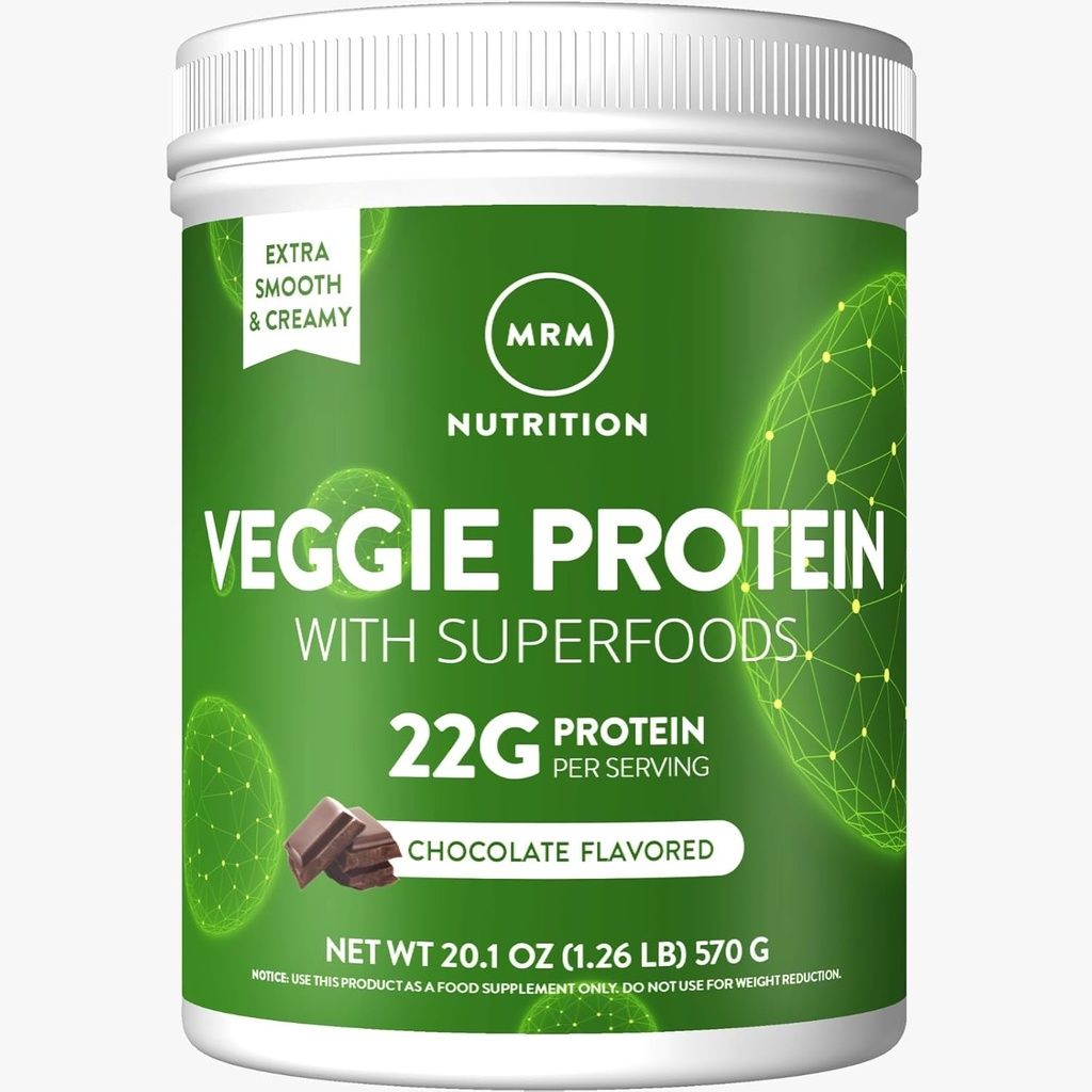 MRM Nutrition Veggie Protein with Superfoods | Vanilla Flavored | 22g Complete Protein | Over 8.8g Essential Amino acids | 13 superfoods | with Omega 3s and Omega6s | Keto Friendly | 15 Servings