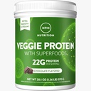 MRM Nutrition Veggie Protein med superfoodprodukter; Vanilla Flavored • 124; 22g Complete Protein • 124; Over 8,8g essentielle aminosyrer • 124; 13 superfoodprodukter • 124; med Omega 3s og Omega6s • 124; Keto Friendly • 124; 15 Servering