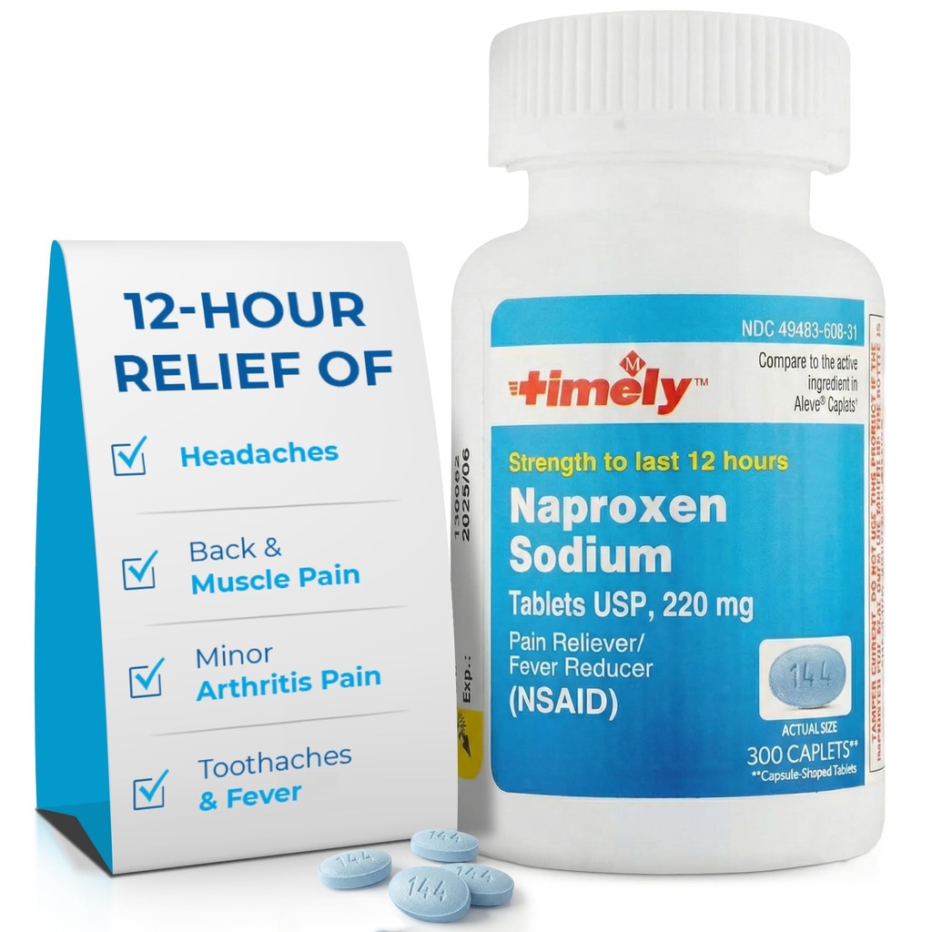 TIME-CAP LABS, INC. Tidligt Naproxen Natrium 220mg - NSAID smertelindring for hovedpine, tandpine, mindre arthritis smertelindring, rygsmerter, feber - varer 12 timer - 300 greve